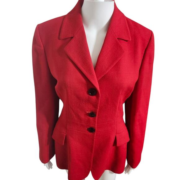 Vintage 80's Iceberg Womens 3 Button Red Blazer Virgin Wool Blazer Made In Italy - Picture 1 of 10